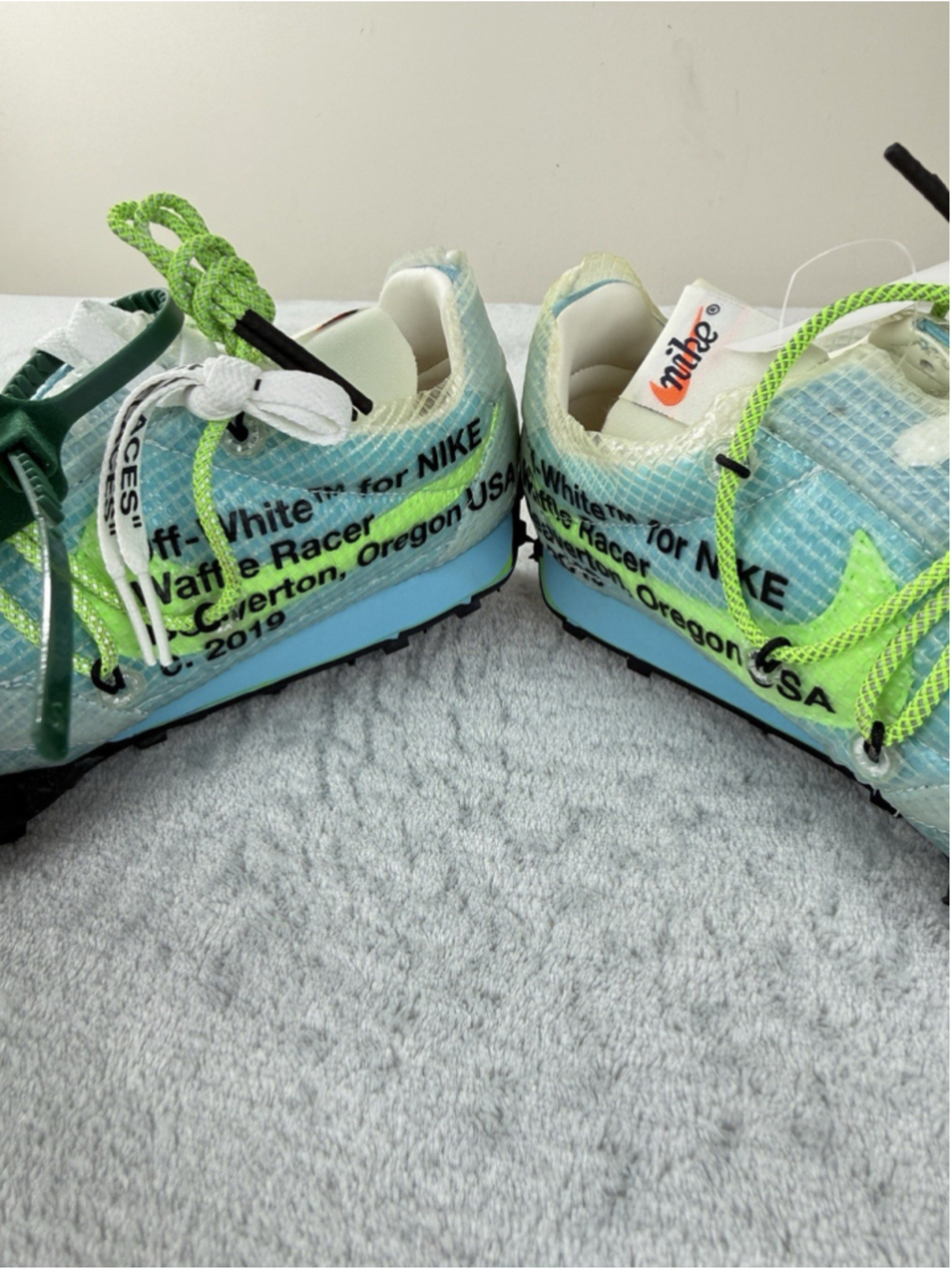 Nike x Off-White Waffle Racer Vivid Sky 2019 DS Size 8 W / 6.5 M Authentic - Picture 11 of 15